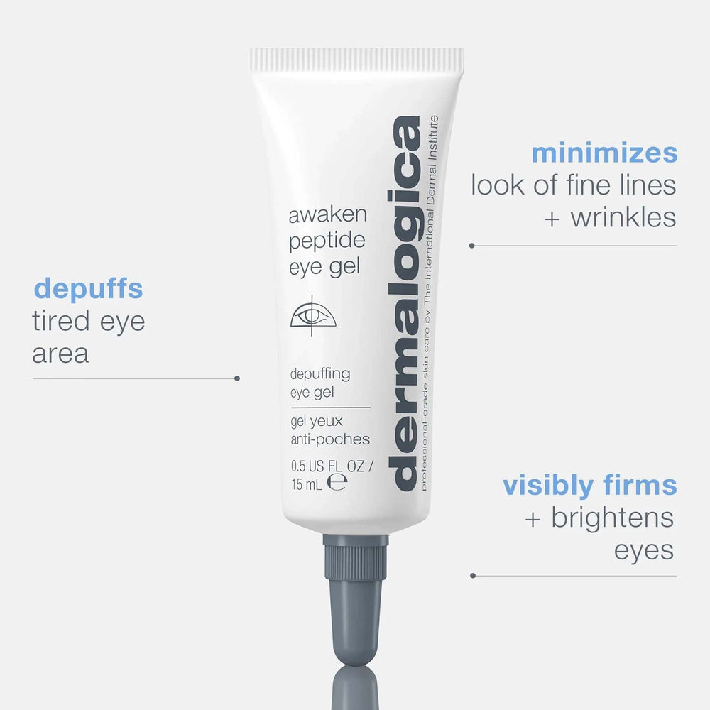 dermalogica awaken peptide eye gel tube on a white background