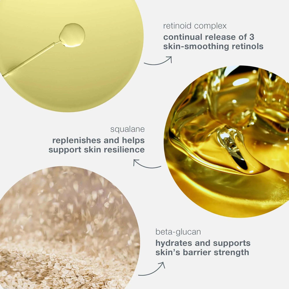 dermalogica dynamic skin retinol serum with labeled ingredients on a white background