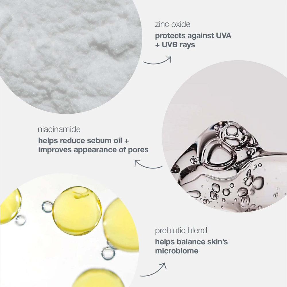 dermalogica porescreen with labeled ingredients on a white background