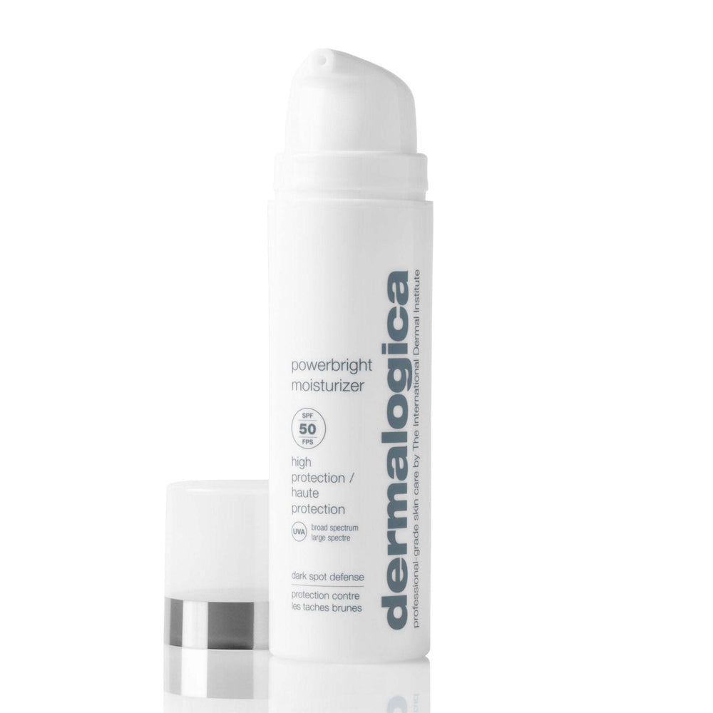 Dermalogica Powerbright Moisturizer bottle on a white background